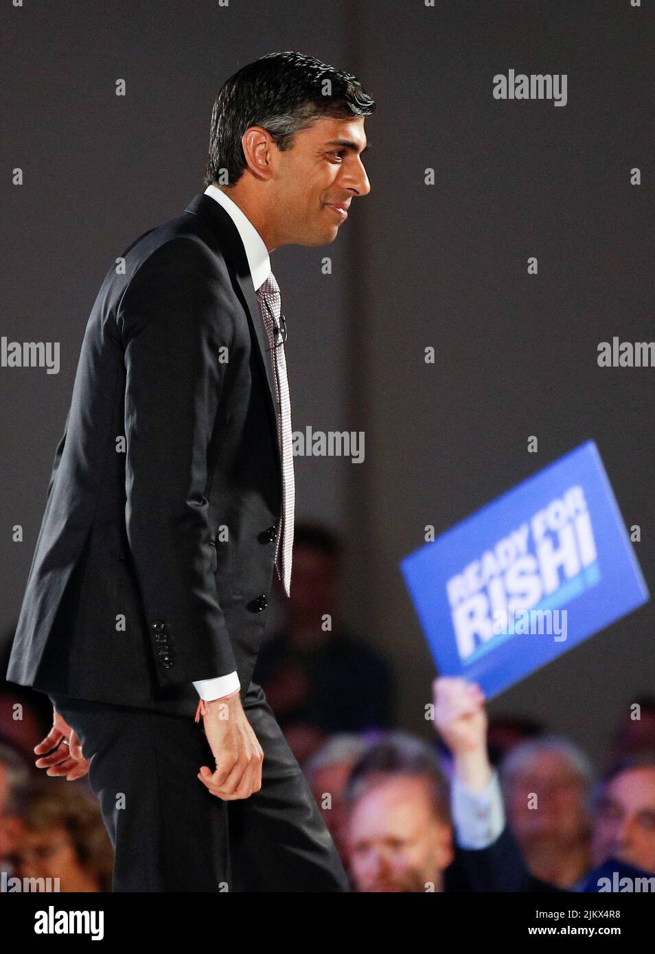 Conservative leadership candidate Rishi Sunak attends a hustings event, part of the Conservative party leadership campaign, in Cardiff, Britain, August 3, 2022. REUTERS/Peter Nicholls Stock Photo
