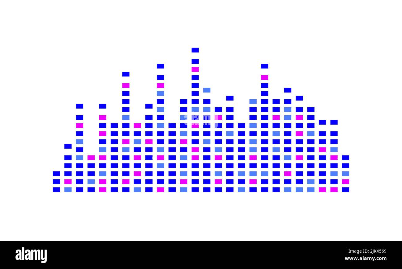 Abstract musical blue and pink equalizer on a white background Stock Vector