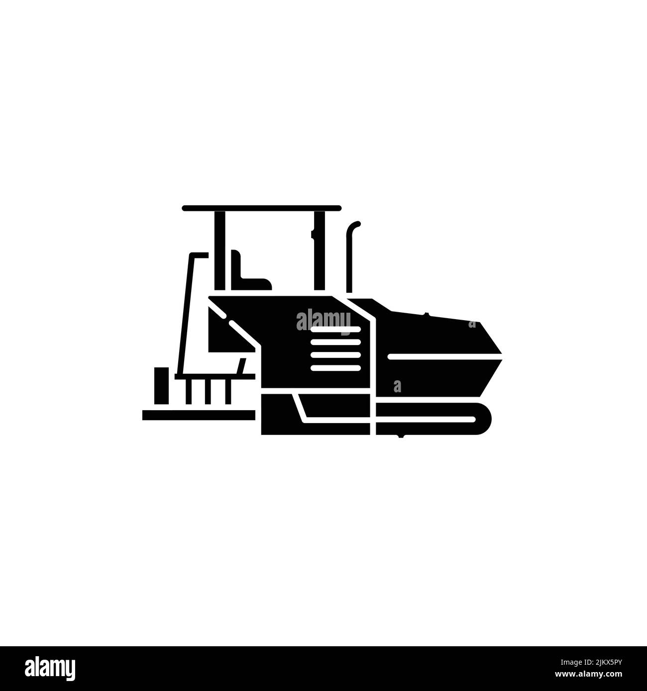 Asphalt paver car sign olor line icon. Road construction. Pictogram for ...