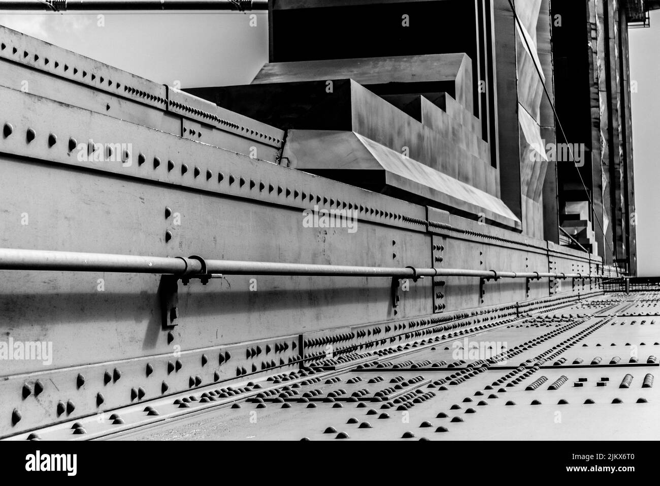A grayscale shot of metal construction Stock Photo