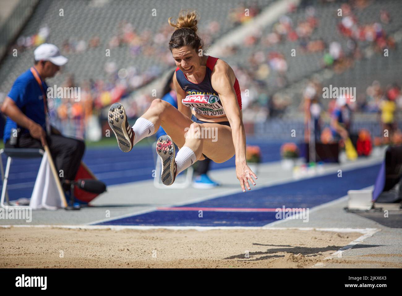 Alina Rotaru participating in the long jump at the European Athletics Championships in Berlin