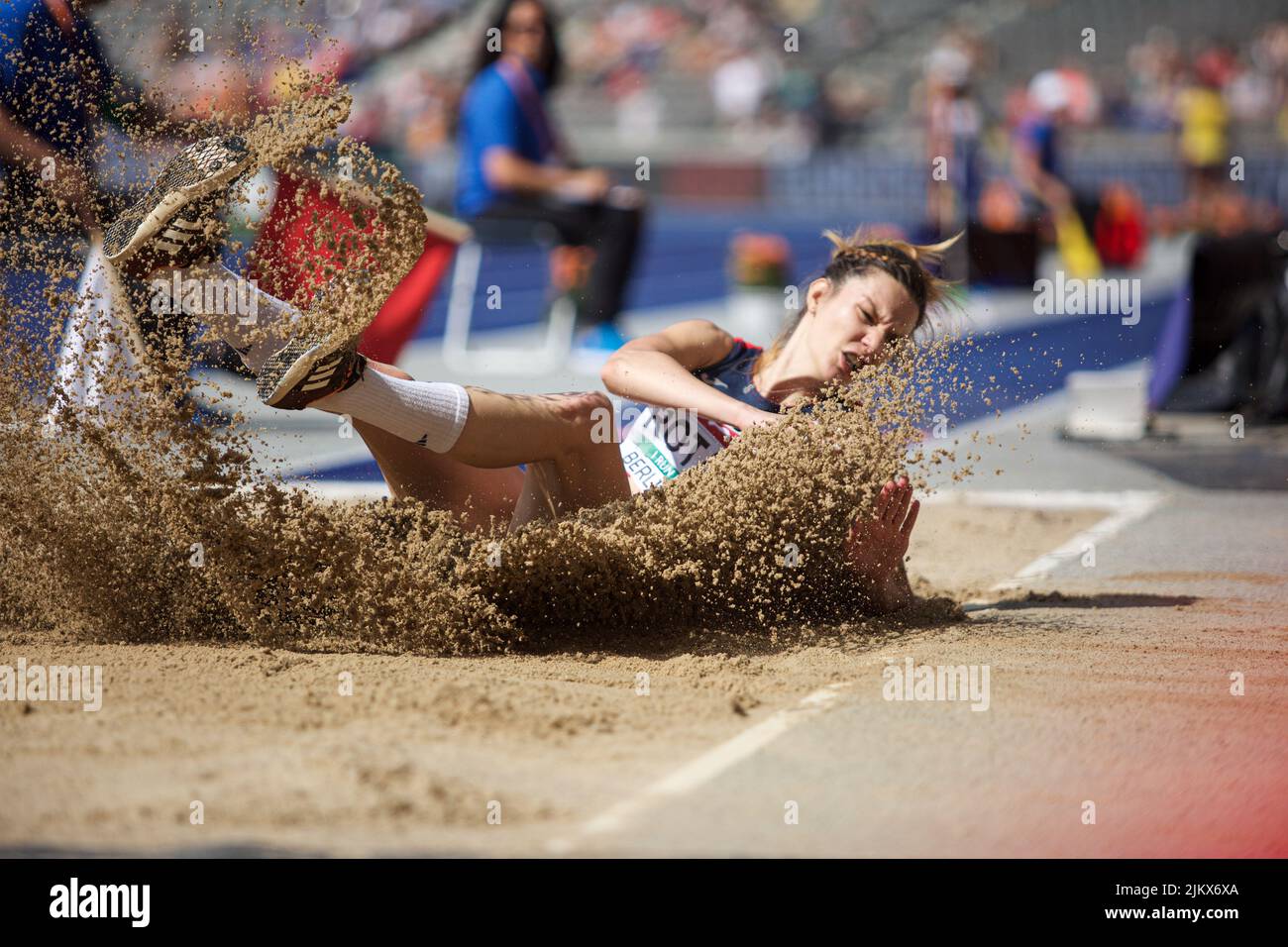 Alina Rotaru participating in the long jump at the European Athletics