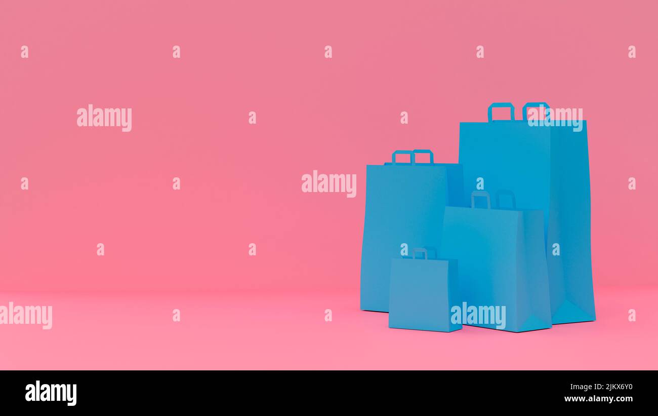 image of shopping bags, copy space, 3d rendering Stock Photo - Alamy
