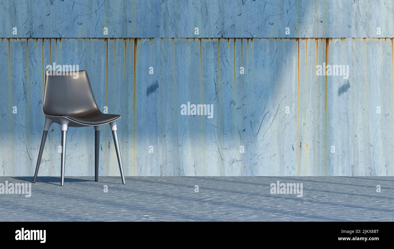 A modern dining chair in front of the wall Stock Photo