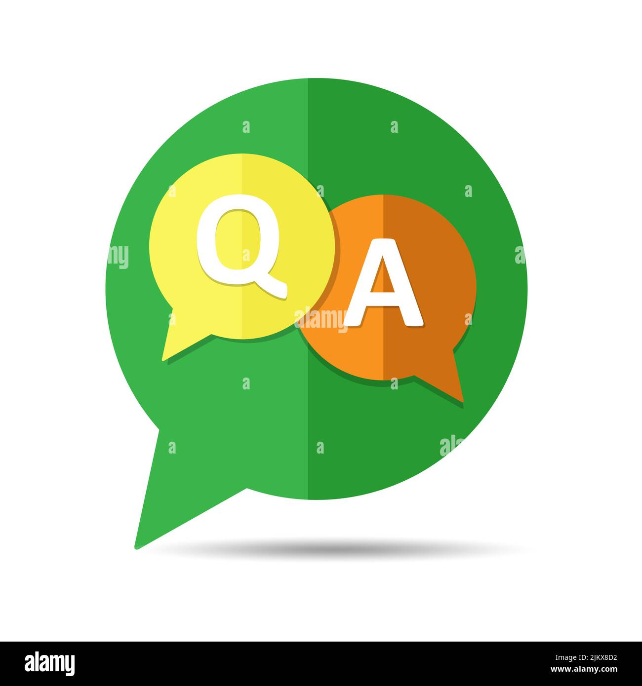 Colorful circular vector web button Q&A with speech bubbles. Vector ...
