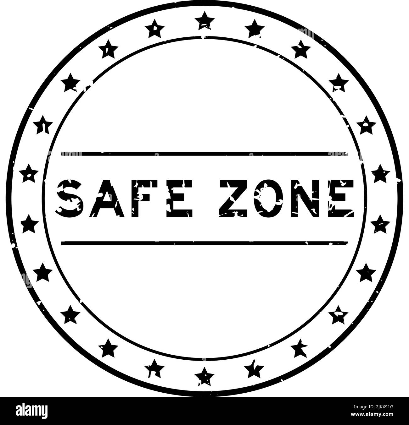 Grunge black safe zone word round rubber seal stamp on white background