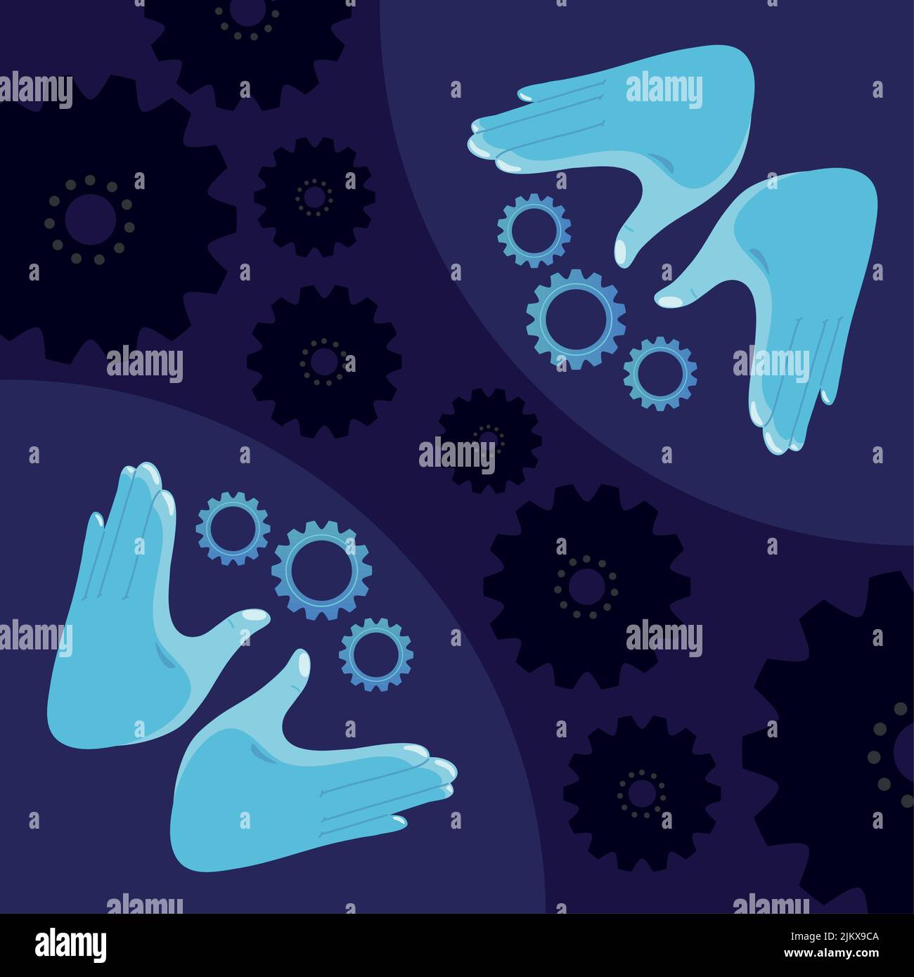 teamwork hands and gears Stock Vector Image & Art - Alamy