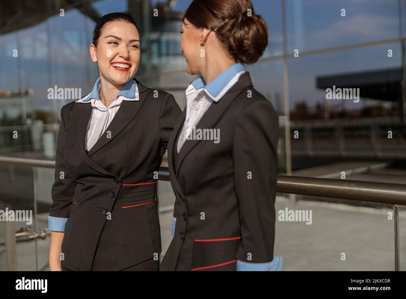 Sexy Two Air Hostesses In Uniform
