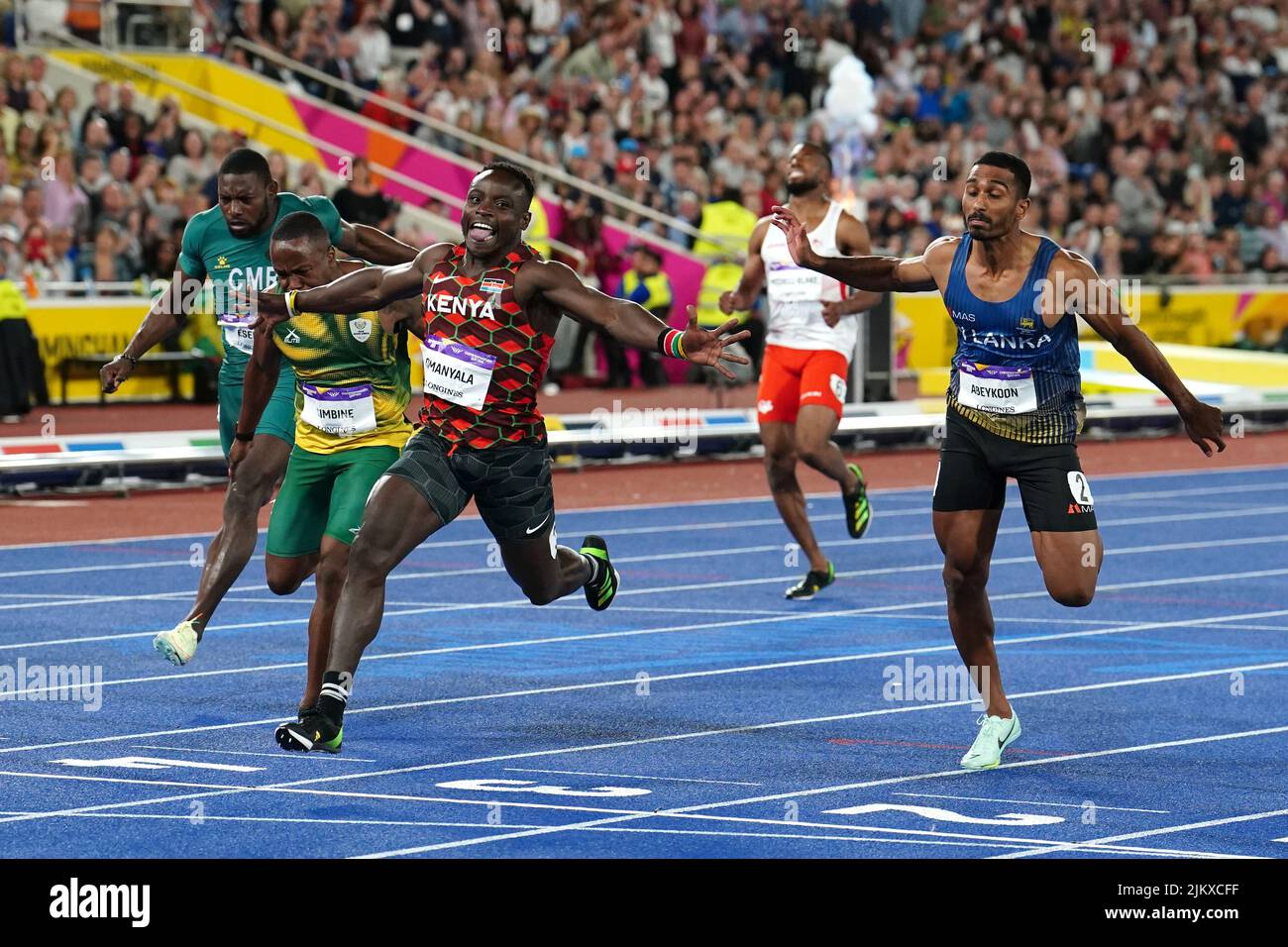 Kenya’s Ferdinand Omanyala wins the Men’s 100m Final at Alexander