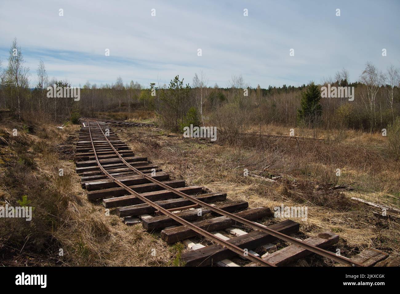Gleisanschluss an einem verlassenen Ort Stock Photo