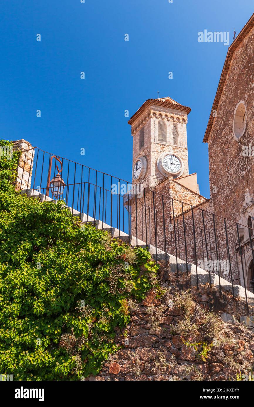 Bell tower of church of Our Lady of Hope in Cannes, France. Vertical photo taken on a sunny day Stock Photo