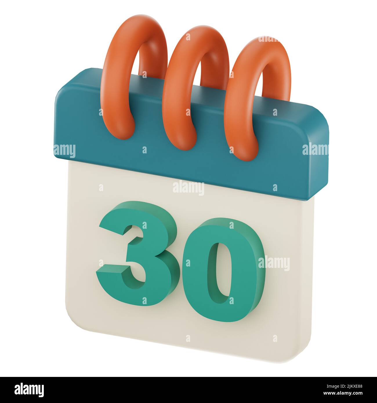 Daily calendar plan icon with number ''30'' isolated, 3D render, 3d ...