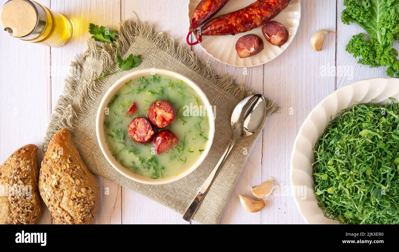 Portuguese Cabbage soup called Caldo Verde Stock Photo Alamy