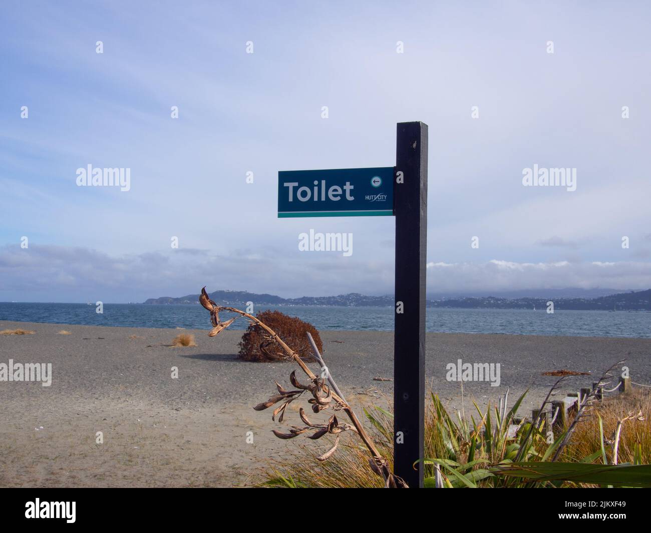 Public Toilet Sign Post Stock Photo