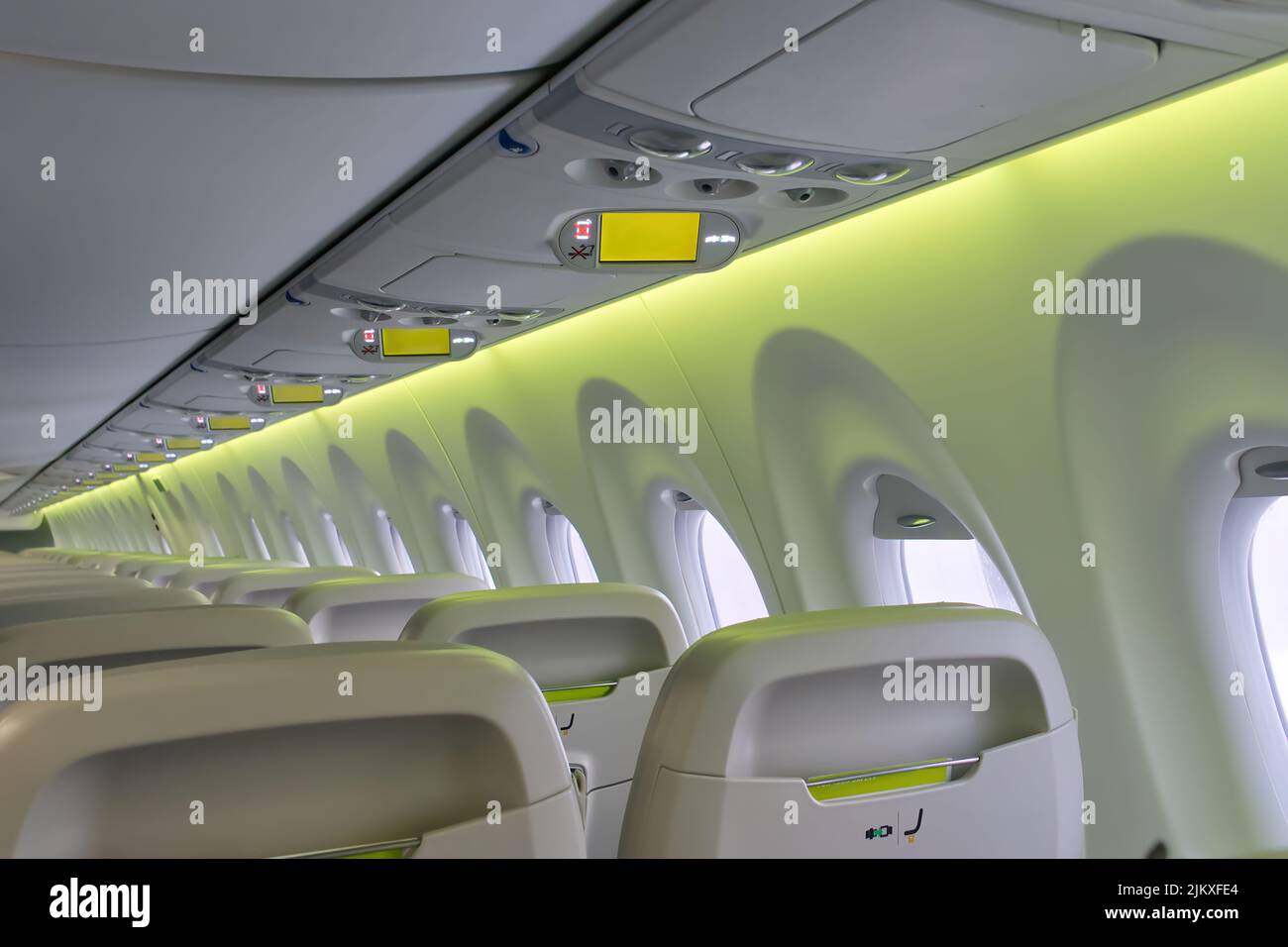 inside the plane. no people. Stock Photo