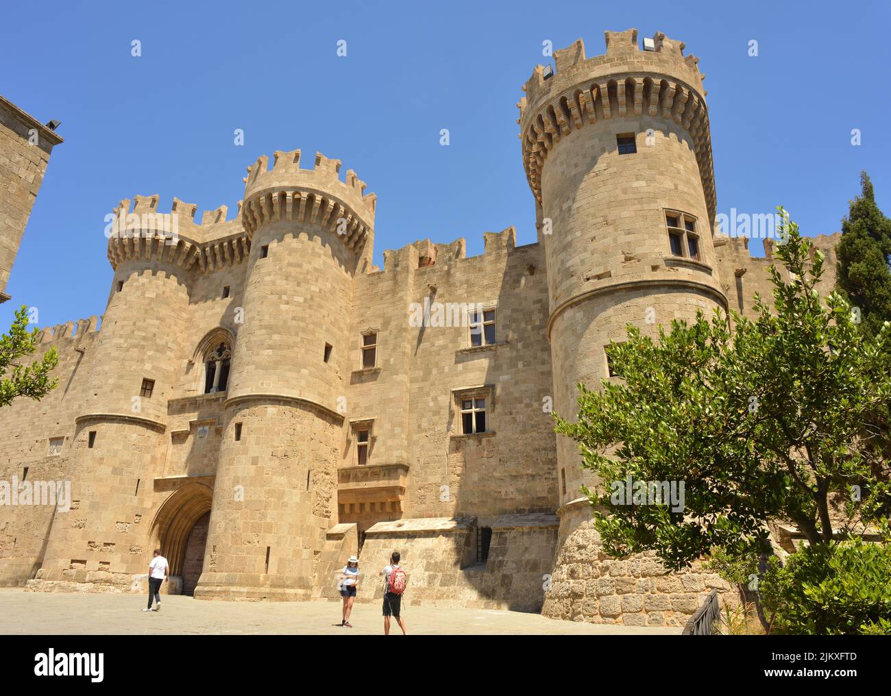 Rhodes, Greece, Grandmaster Palace architecture entry and towers Stock  Photo - Alamy