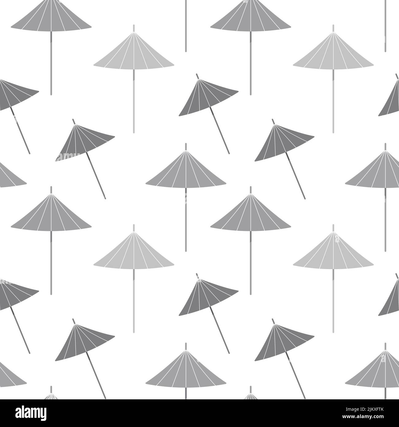 Summer pattern with an abstract image of cocktail umbrellas in monochrome gray shades on a white background. Suitable for print, flyer, pattern, logo. Stock Vector