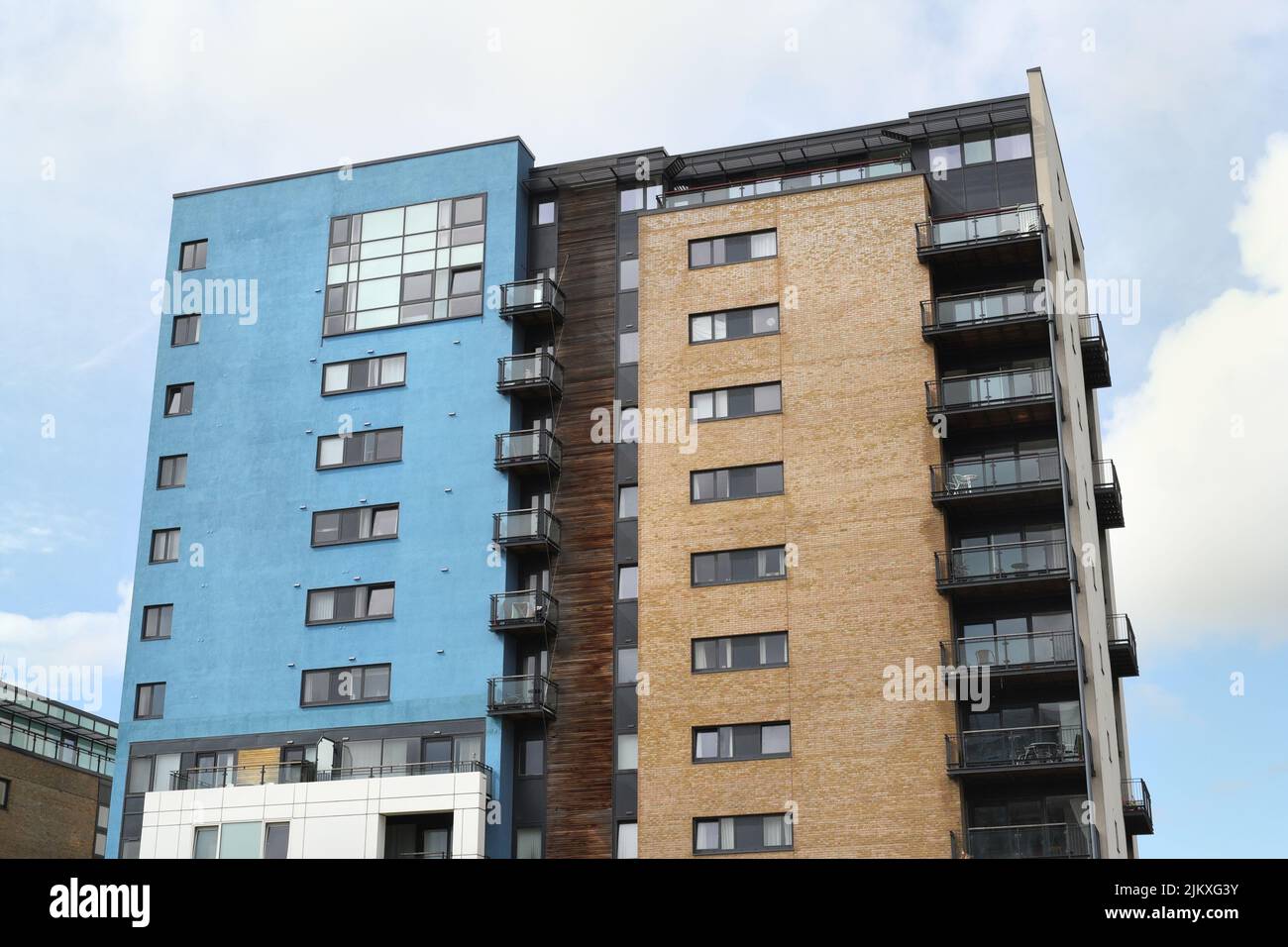 Modern Housing development in Cardiff bay Wales UK. Residential flats Stock Photo
