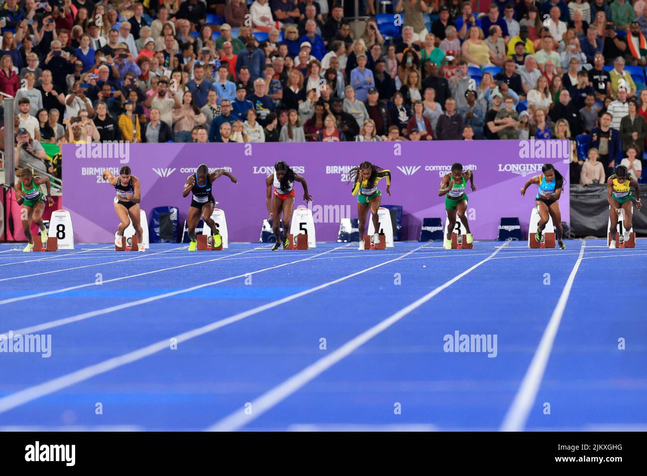 Off the starting blocks in the women’s 100m final Stock Photo Alamy