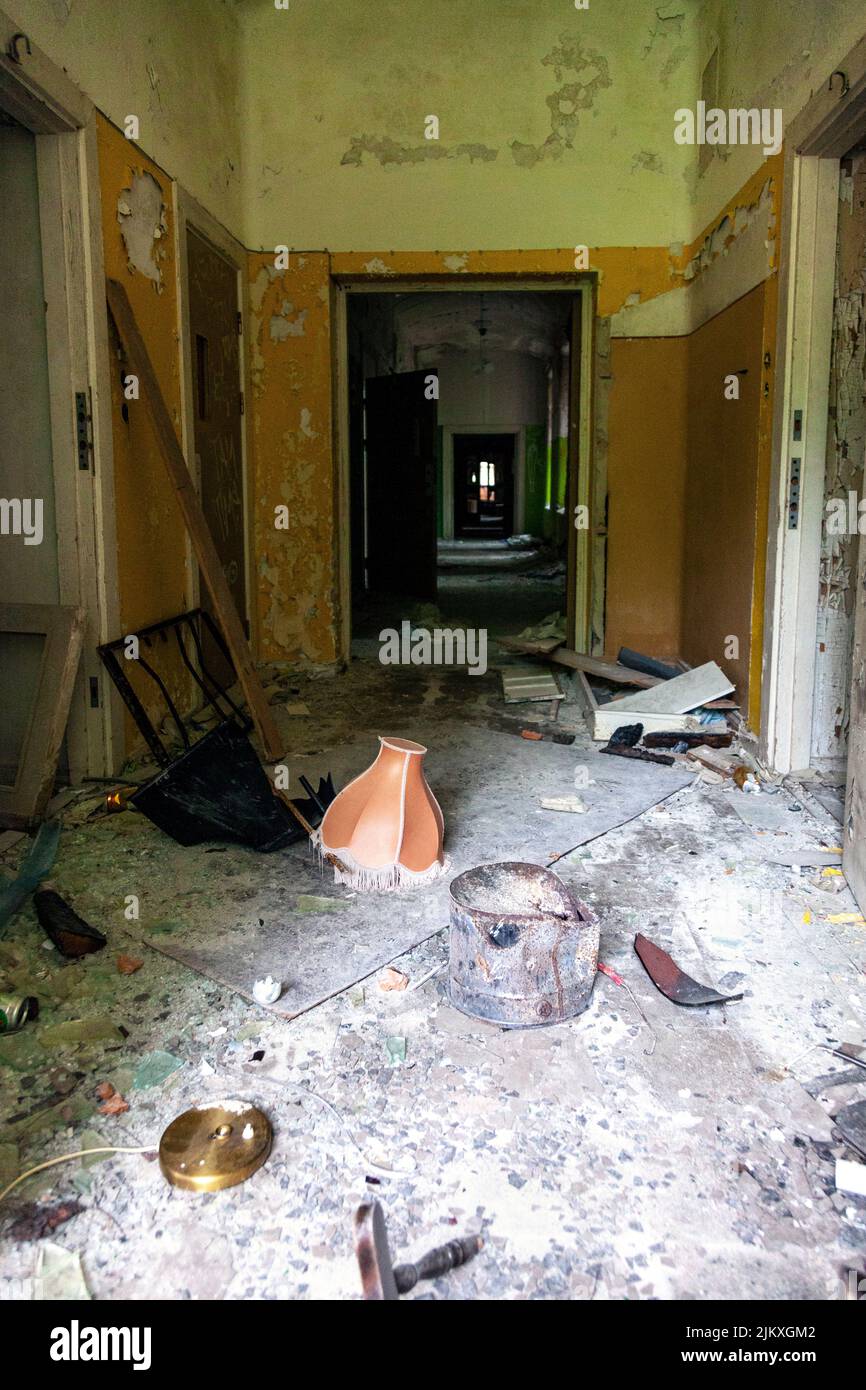 Interior of abandoned Säters psychiatric hospital, Skönvik, Dalarna, Sweden Stock Photo