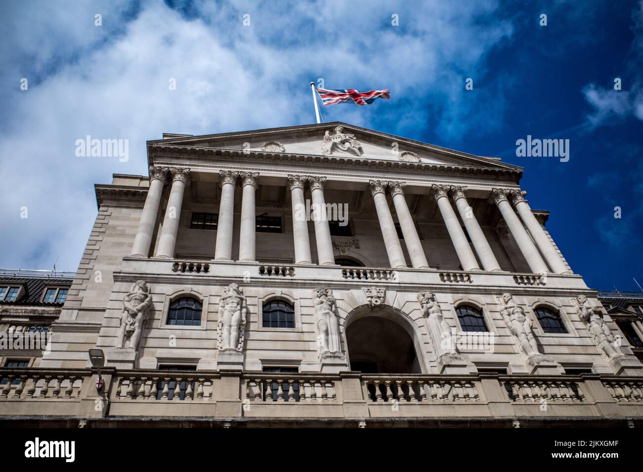 The Bank of England HQ London. The UK Central Bank, the Bank of England BoE HQ Threadneedle St in the City of London Financial District. Stock Photo