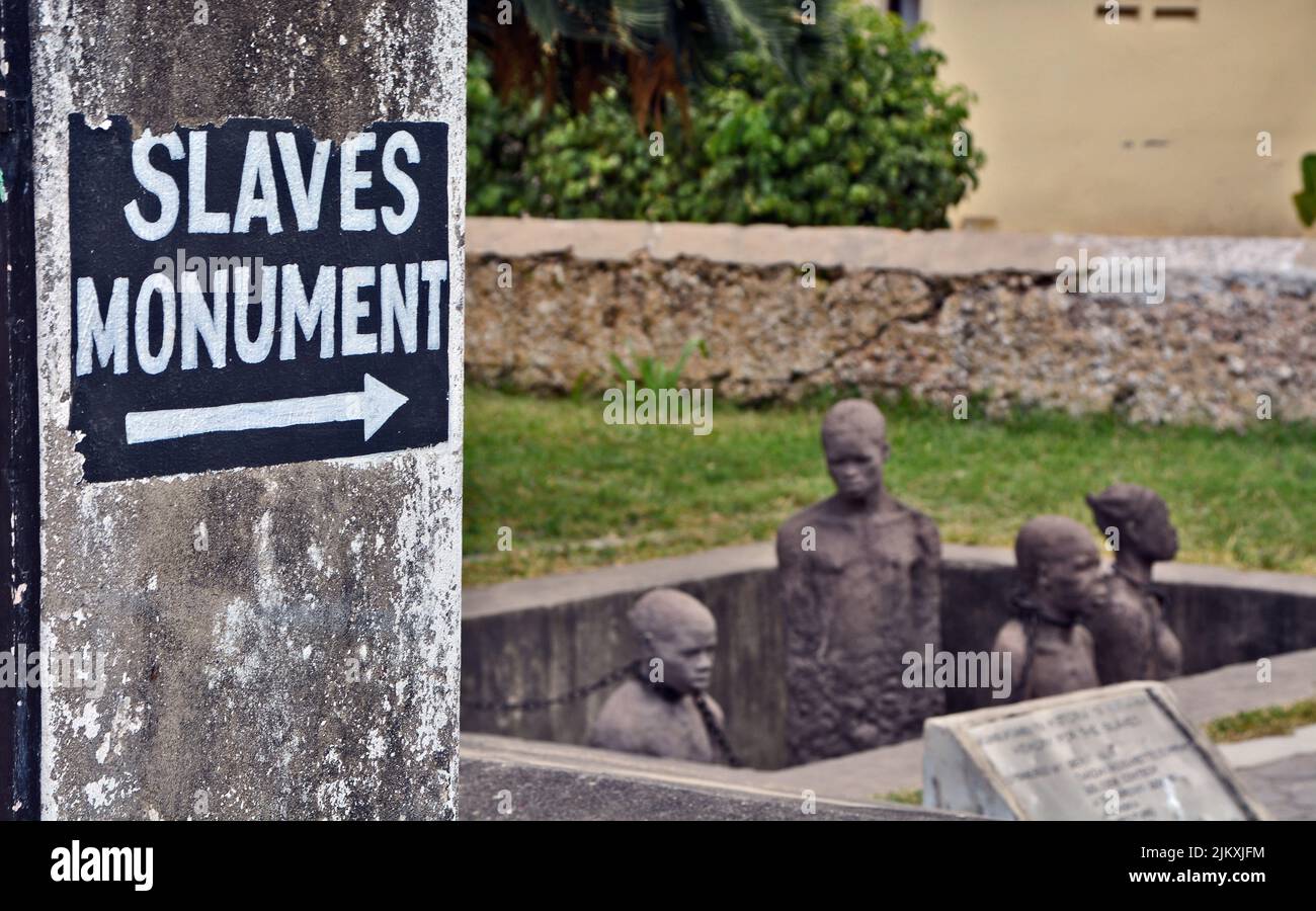 The Slavery Memorial at the old slave market, in Stone Town, Zanzibar, Tanzania. Stock Photo