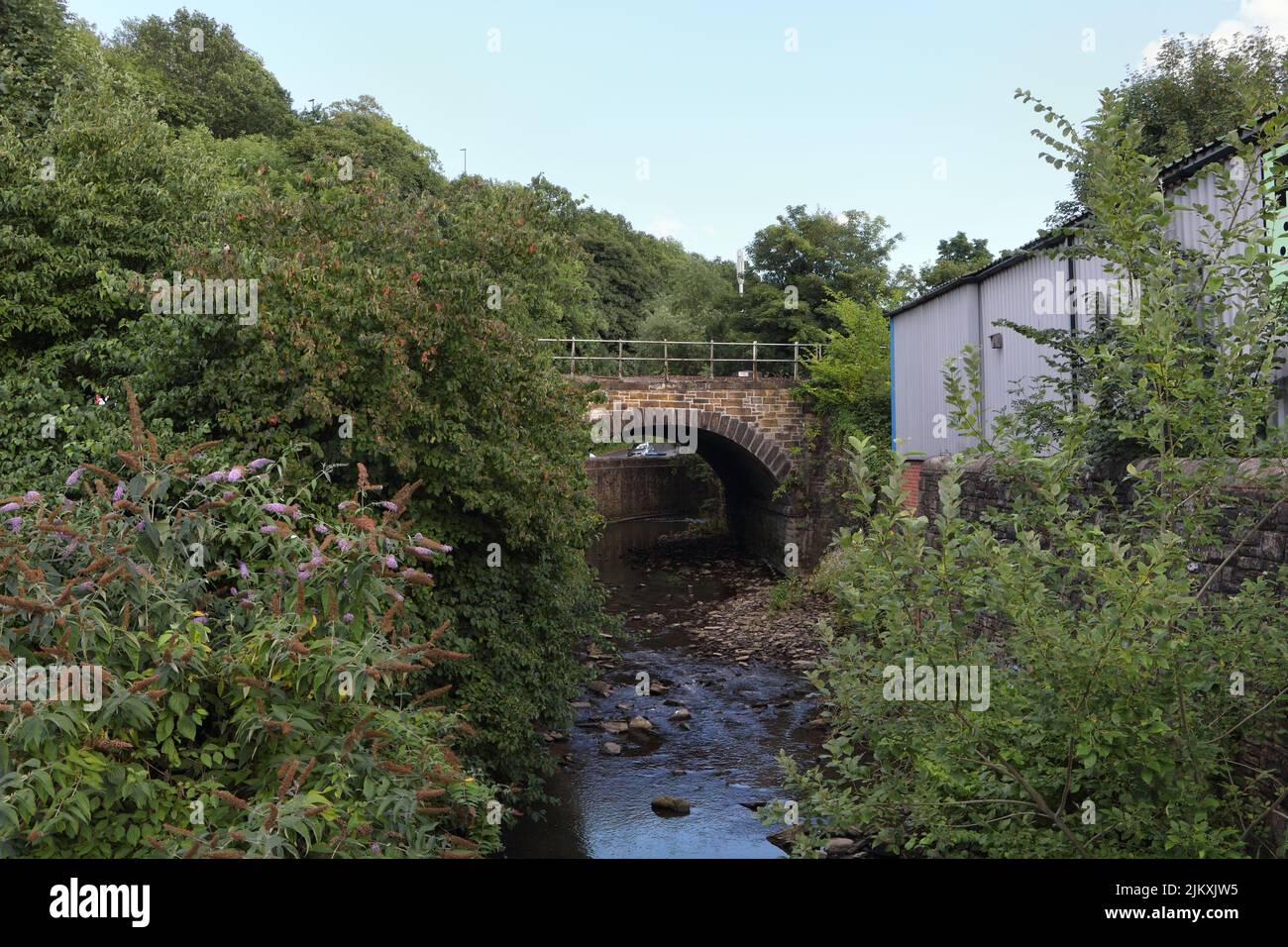 River Sheaf passing under a low railway bridge, Little london road