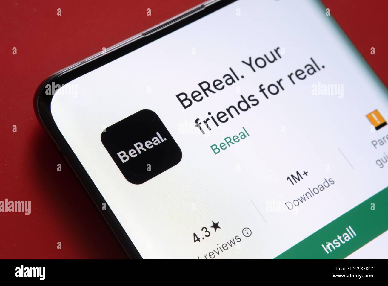 BeReal is a social media app. New instagram rival. Photo sharing application. Stafford, United Kingdom, August 2, 2022. Stock Photo