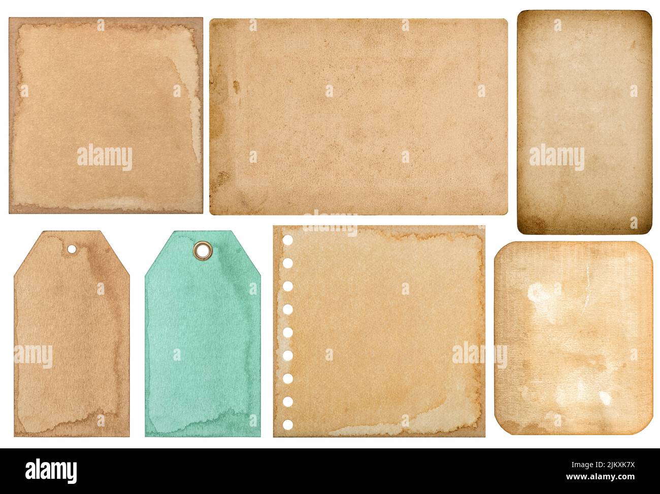 Old papers isolated on white background. Scrapbooking crafting junk journal Stock Photo