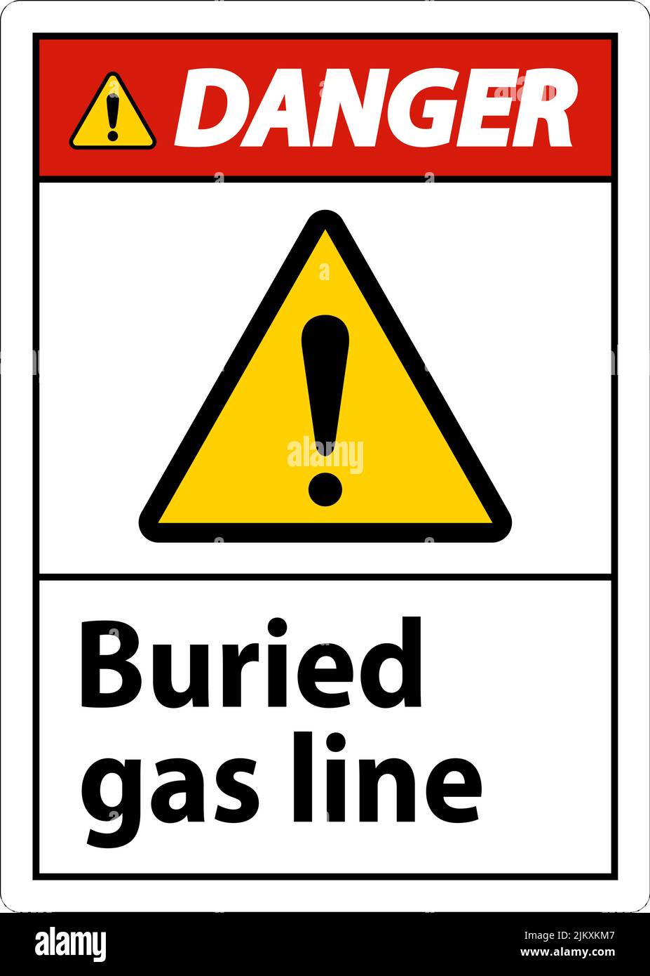 Danger Sign buried gas line On White Background Stock Vector Image ...