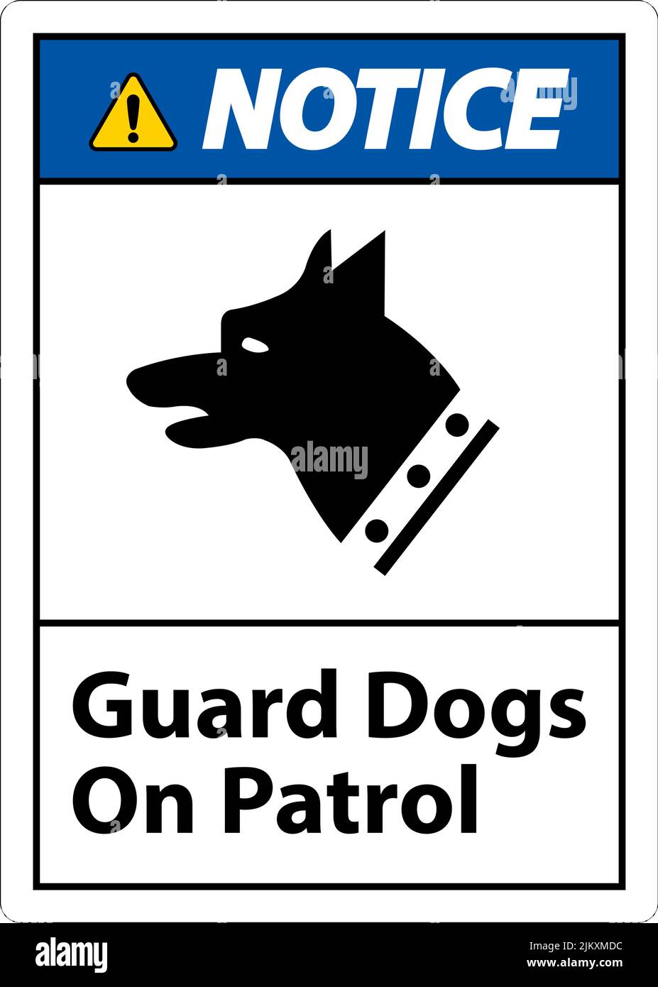 Notice Guard Dogs On Patrol Symbol Sign On White Background Stock