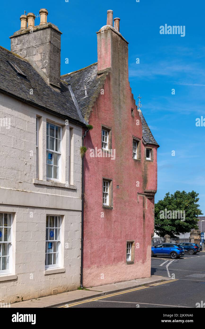 Pink Building Banff 21 July 2022. Banff, Aberdeenshire, Scotland. This is a Pink Coloured ...