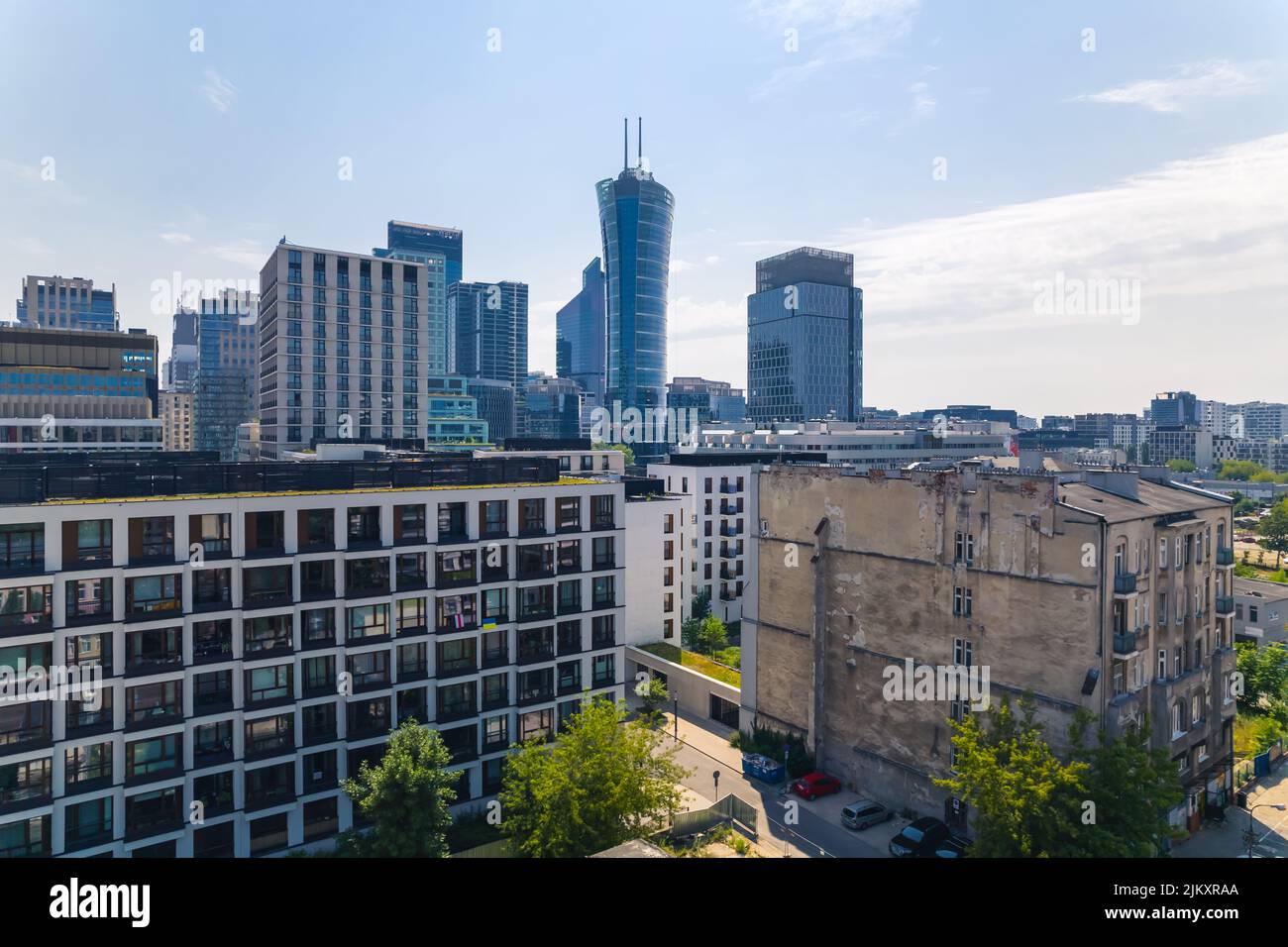 Warsaw skyscrapers drone hi-res stock photography and images 