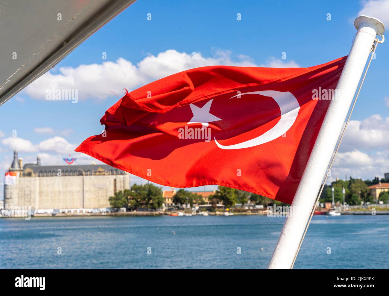 Turkish Flag and Pole on Fishing Boat Stock Image - Image of