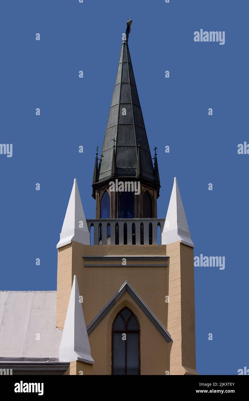 Traveling through Caracas, architecture of the tip of the main nave of the church on the hill of El Calvario park Stock Photo