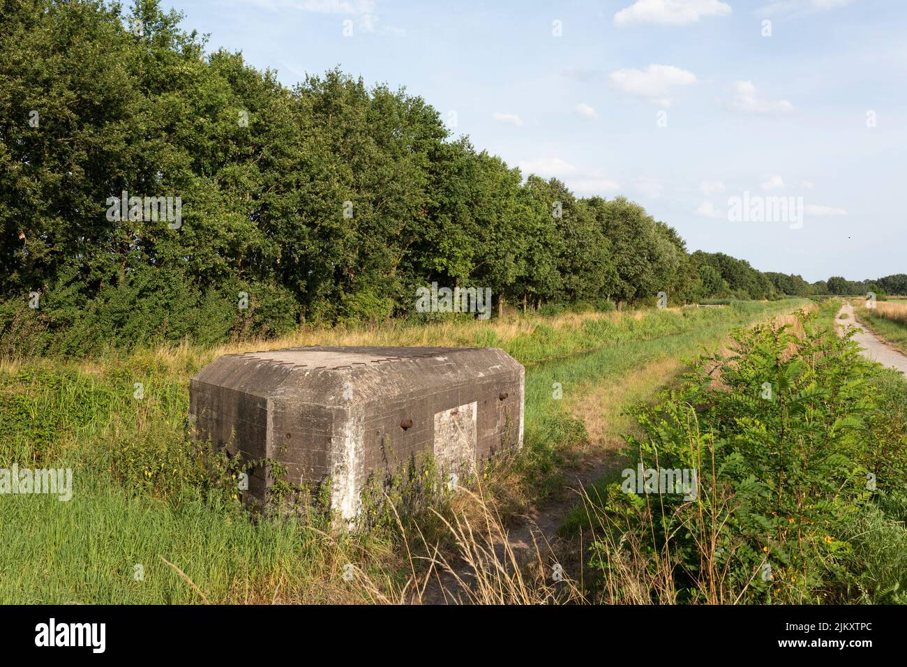 Dutch second world war bunker (built in 1939) along a defense canal in the province Noord-Brabant in the Netherlands Stock Photo