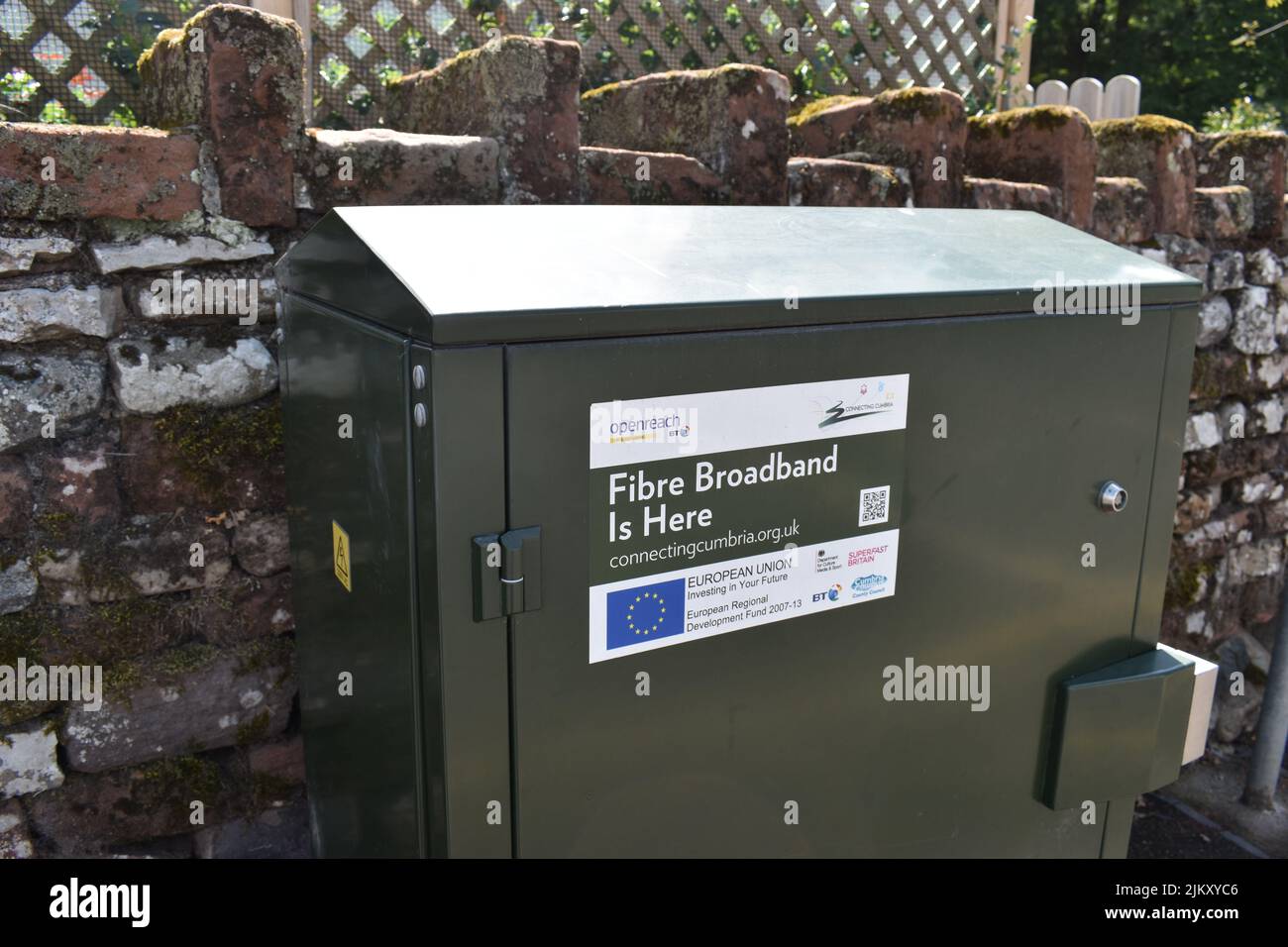Fibre broadband cabinet in the Lake District. Stock Photo