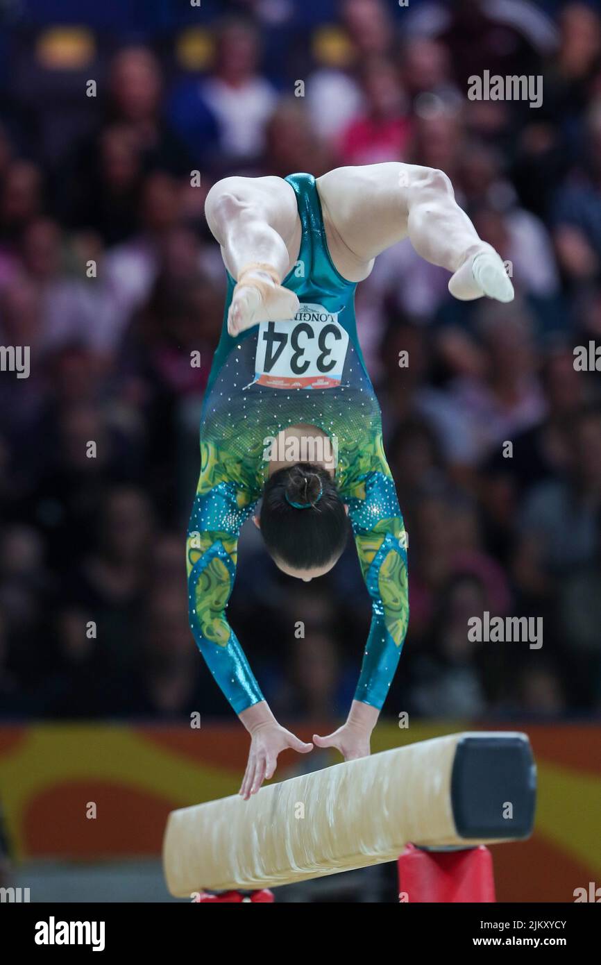 Birmingham, UK, 2nd August 2022. Kate MCDONALD of Australia during the Women's Balance Beam Final on Day Five of the Commonwealth Games at the Utilita Arena, Birmingham, England on Tuesday 2nd August 2022. (Credit: Mark Fletcher | MI News) Credit: MI News & Sport /Alamy Live News Stock Photo
