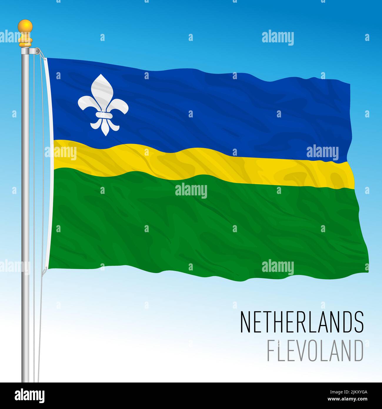Flevoland provincial flag, Netherlands, European Union, vector illustration Stock Vector