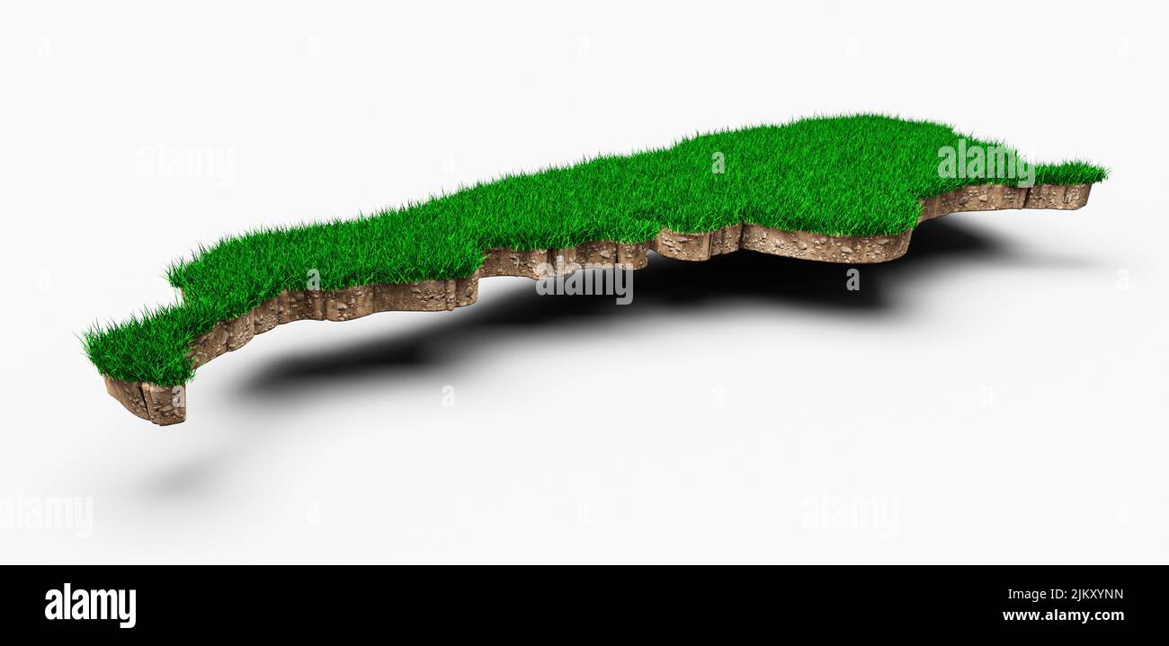 Argentina map soil land geology cross section with green grass 3d illustration Stock Photo