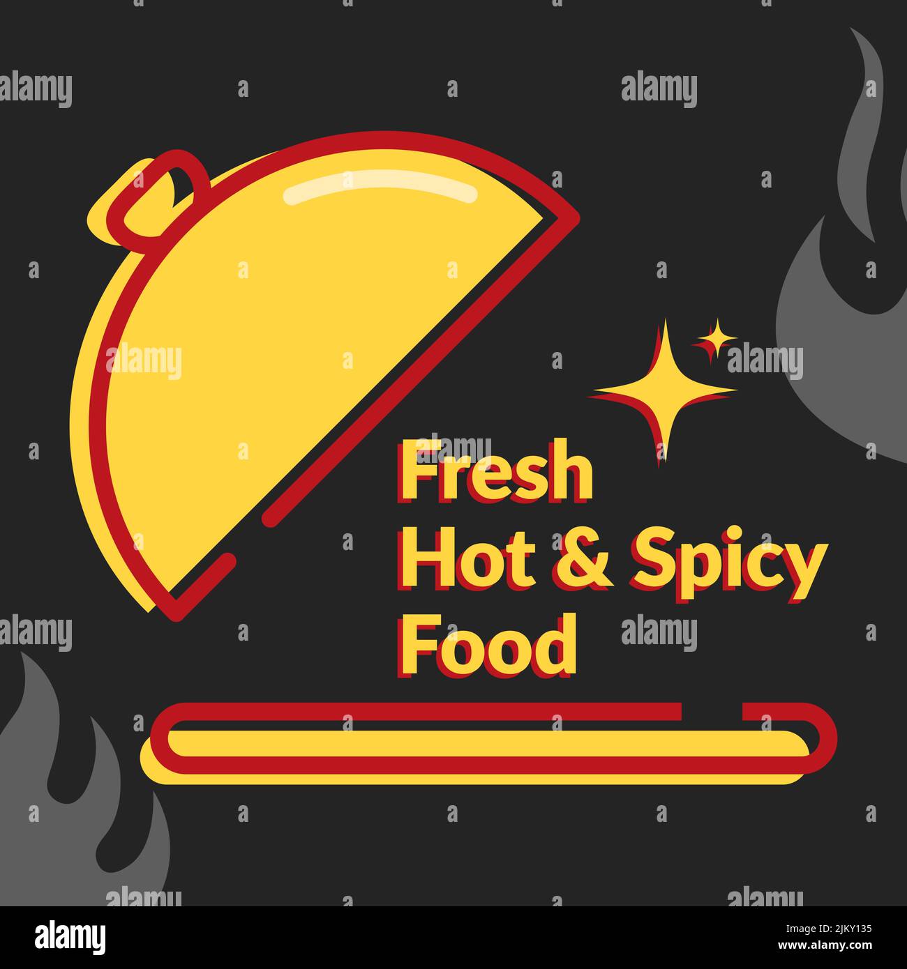 fresh hot and spicy food text in the dish illustration vector Stock Vector Image & Art Alamy