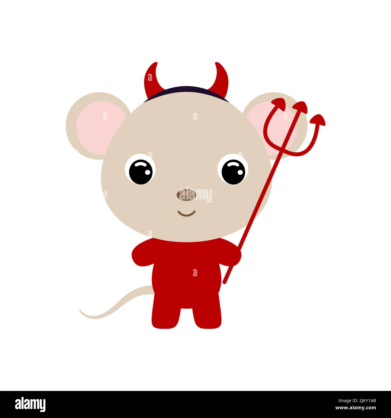 Cute little Halloween mouse in a devil costume. Cartoon animal ...