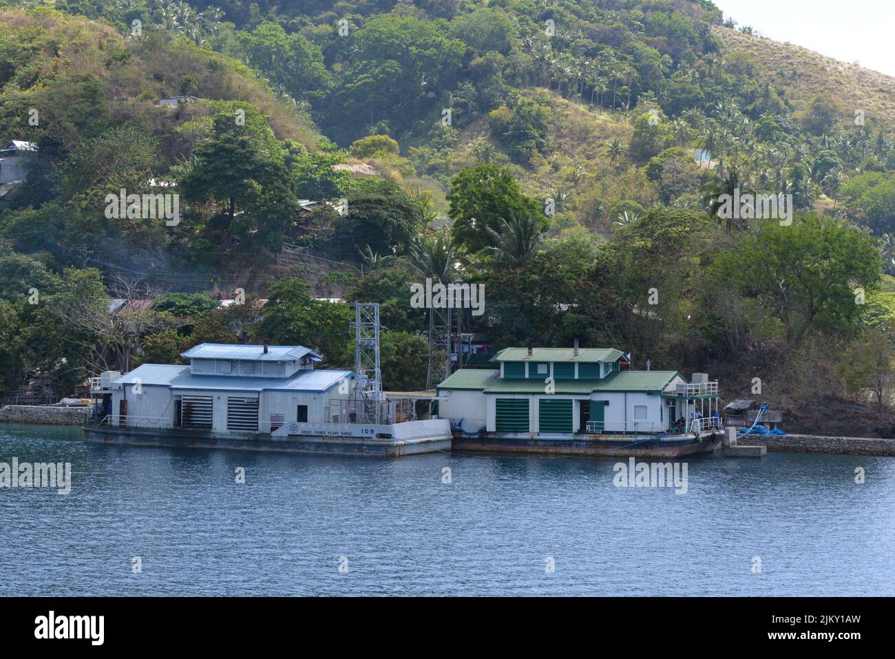 An electric power plant at the shore in Romblon, Philippines Stock Photo
