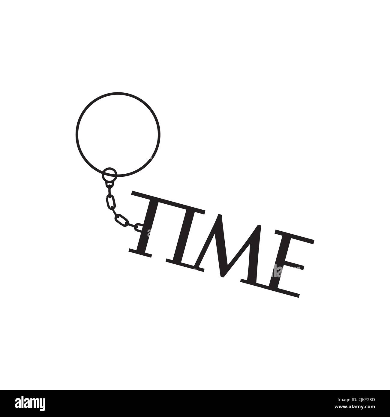 Vector with Ring and Chain for Keychain with Time lettering Stock Vector