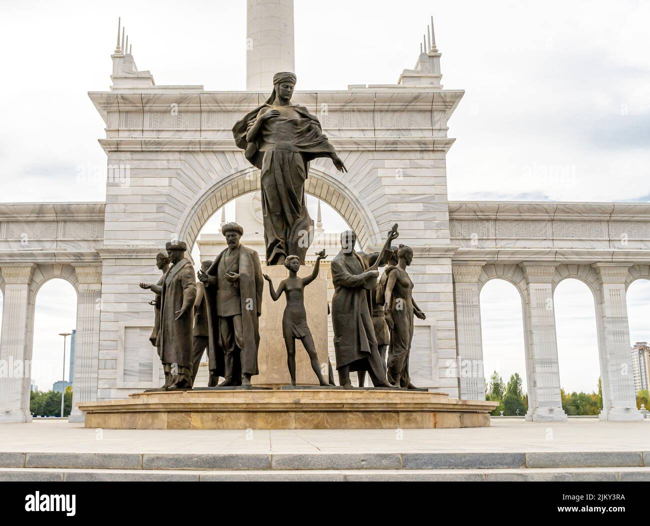 Sculptural group at Monument Kazakh Eli depicting national cultural leaders, Nur-Sultan, Astana, Kazakhstan Stock Photo