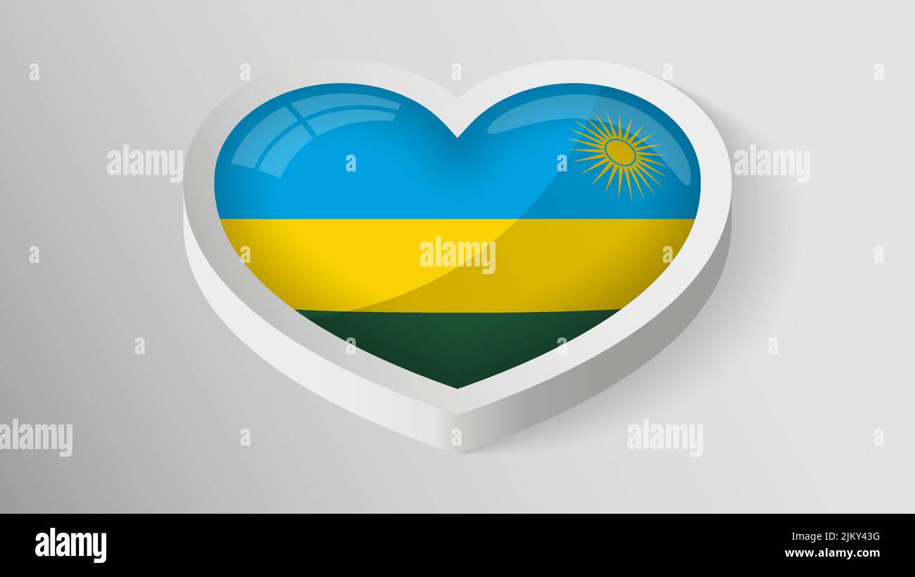 EPS10 Vector Patriotic heart with flag of Rwanda. An element of impact for the use you want to make of it. Stock Vector
