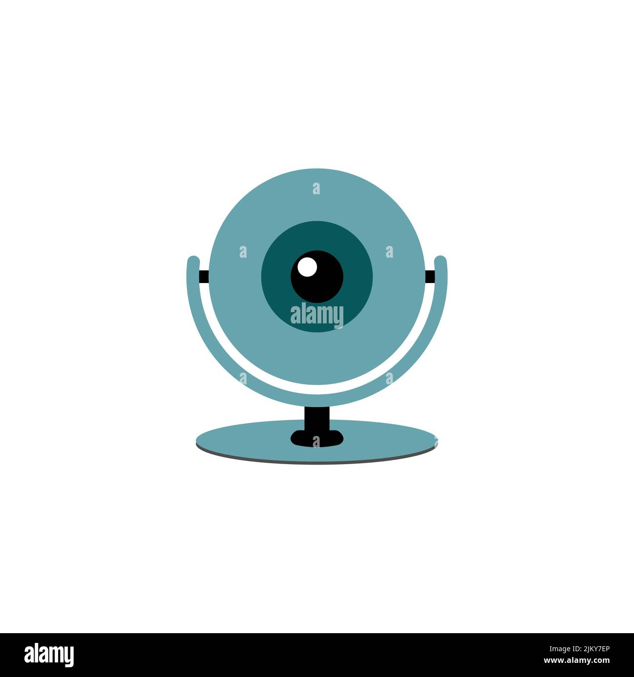 Webcam icon. Online webcam video chat, flat rounded icon. Stock Vector