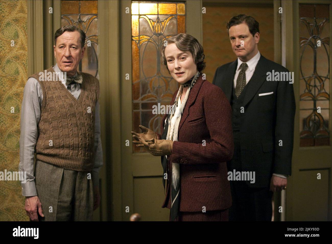 RUSH,EHLE,FIRTH, THE KING'S SPEECH, 2010 Stock Photo