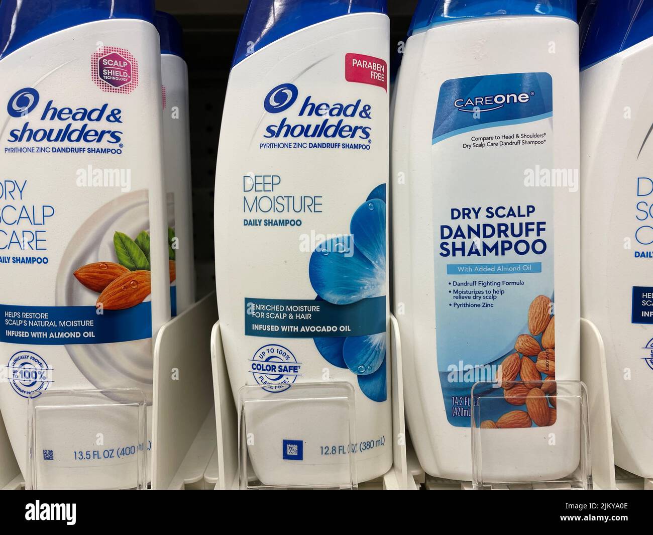 Grovetown, Ga USA - 04 20 22: Hair Care products on a retail store shelf Head and Shoulders brand Stock Photo