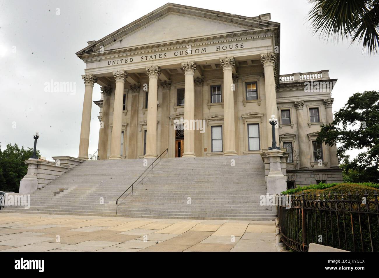 A beautiful shot of the United States Custom House against cloudy sky during daytime in Charleston, South Carolina, United States Stock Photo
